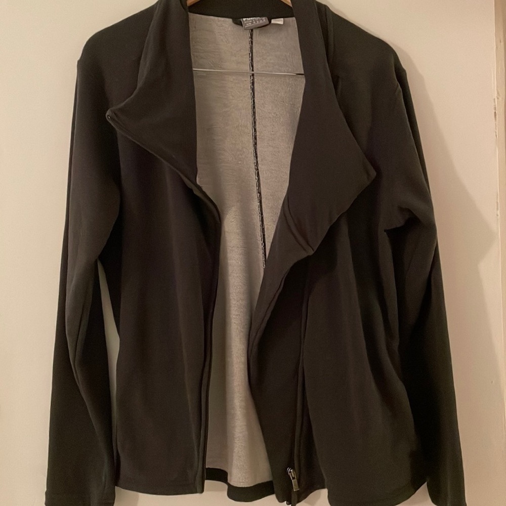Puma Gray Closet Staple Diagonal Zipper Front Athleasure Jacket Sz XL